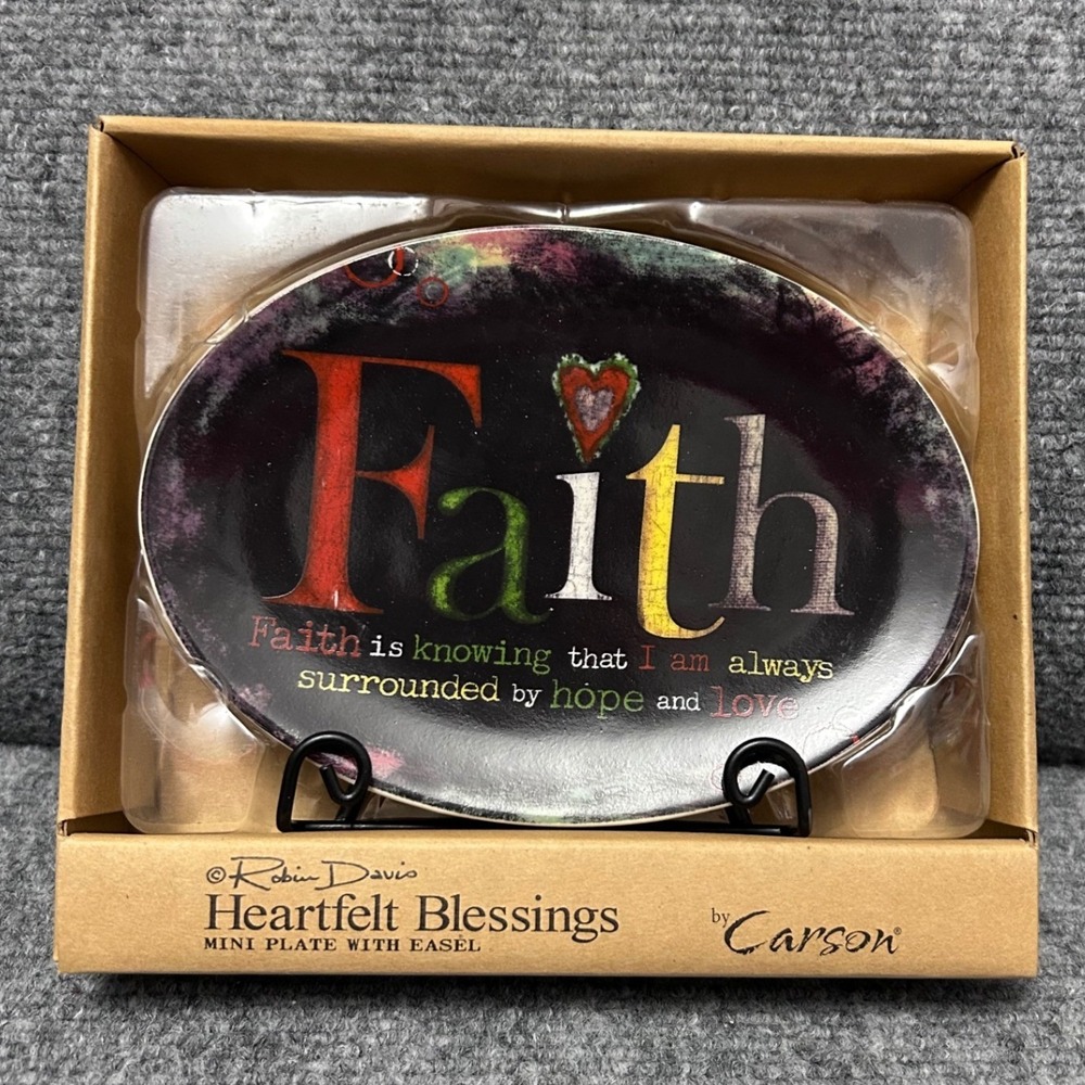 Carson Robin Davis Heartfelt Blessings Faith Mini Ceramic Plate with Easel 13527